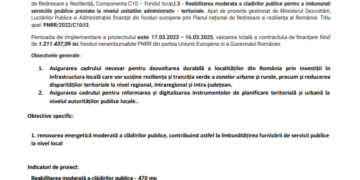 COMUNICAT DE PRESĂ: „PNRR:Fonduri pentru România modernă și reformată„ UAT SĂLACEA, în calitate de Beneficiar, anunță demararea proiectului ,, Eficientizarea energetica a Centrului multifunctional din localitatea Comuna Salacea, jud. Bihor”