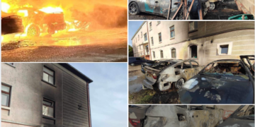 Incendiu violent la Ștei. Focul pus de o persoană. Trei mașini făcute scrum