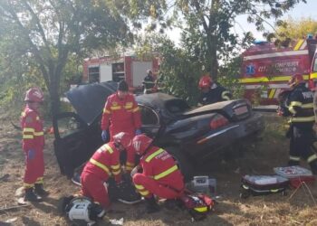 GALERIE. Cum explică Poliția Bihor imaginile terifiante de după accidentul de ieri de la Salonta în urma căruia au murit doi bărbați