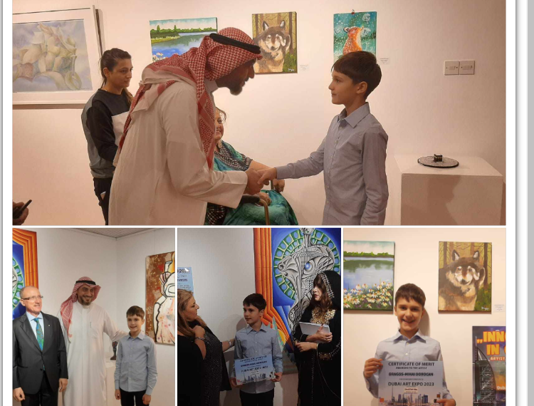 Cine e băiețelul de 10 ani din Oradea care a expus la Dubai Art Expo 2023. În urmă cu două luni a fost pe simezele celebrului Carrousel du Louvre din Paris