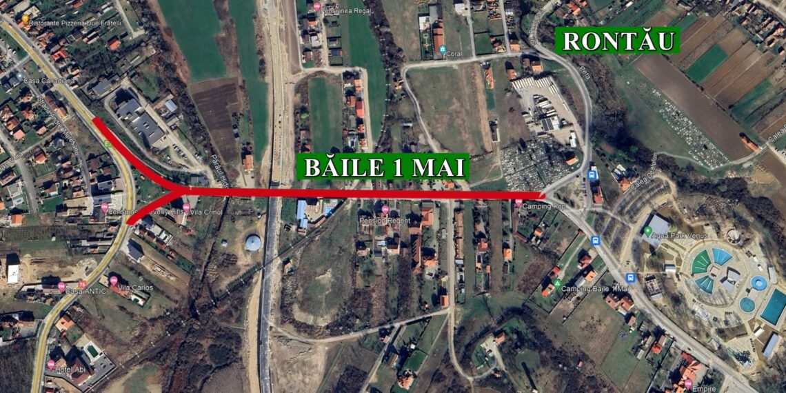 Luni, se va întrerupe circulația rutieră pe tronsonul Băile 1 Mai dinspre Bulevardul Felix (DN 76) și intersecția cu localitatea Rontău. Care e tronsonul ocolitor