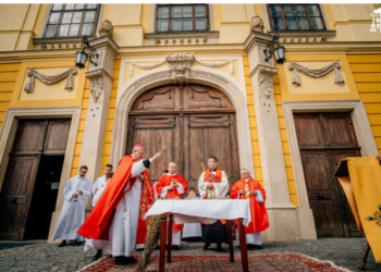 Credincioșii romano-catolice sărbătoresc Duminica Floriilor.În faţa Catedralei Episcopale va fi oficiată slujba de sfinţire a ramurilor de către PS Böcskei László. „Calea Sfintei Cruci”în grădina Palatului Episcopal