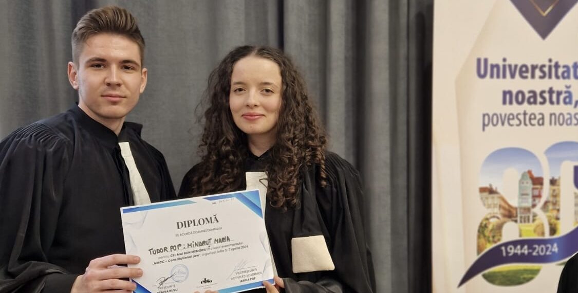 Cel mai bun memoriu și premiul III pentru doi studenți ai Facultății de Drept Oradea la Concursul de Național de Procese Simulate