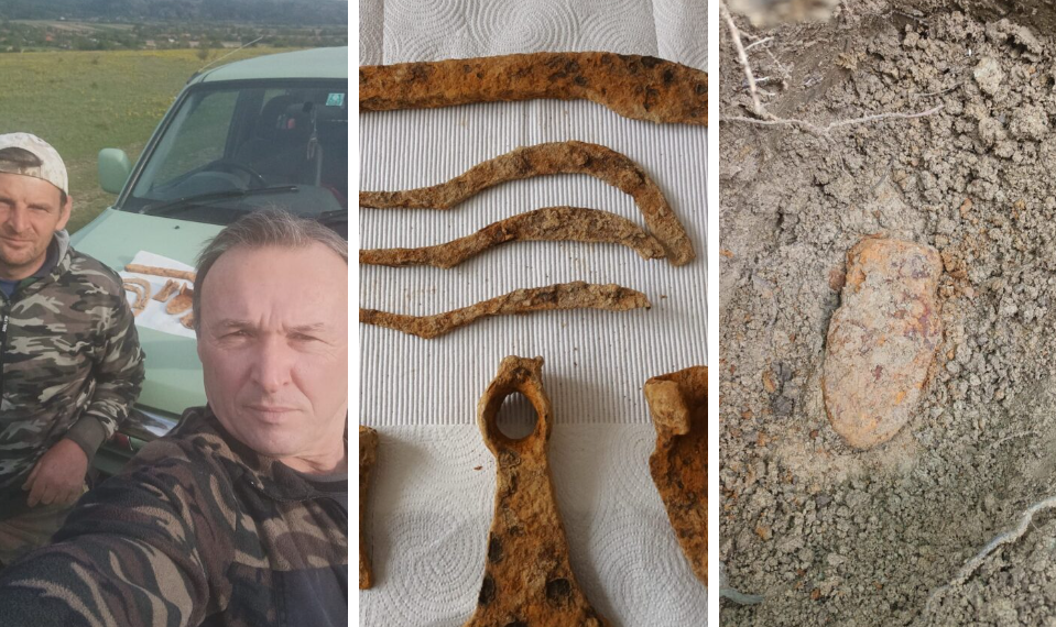 Căutătorii de comori Preda Balaiban și Dan Marta au descoperit un mic depozit de unelte dacice vechi de 2000 de ani și o monedă de argint de la 1600