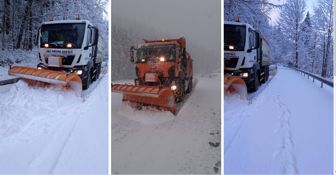 Zăpada de 10 cm în Bihor. Utilajele au trecut la deszăpezire