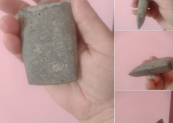 Topor de piatră din paleolitic, descoperit în grădina unui localnic din Brusturi