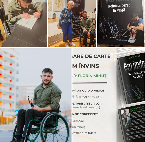„Am învins. Reîntoarcerea la viață”! – o lectură în urma căreia nu vei mai privi viața la fel. Florin Mihuț povestește cum a ajuns să-și iubească scaunul cu rotile după depresia prin care sportivul a trecut după accident