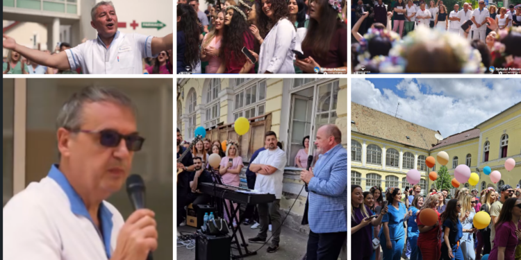 Una dintre cele mai bune generații a Facultății de Medicină și Farmacie Oradea, serenade pentru profesori la absolvire. Adrian Maghiar le-a urat să cânte Made in Romania când văd rezultatele la rezidențiat