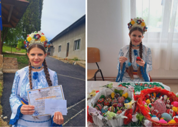 Garofița Matiuță, tânăra din zona Roșia care are o tehnică unică de împistrit oul de Paște. Coase ouă împistrite