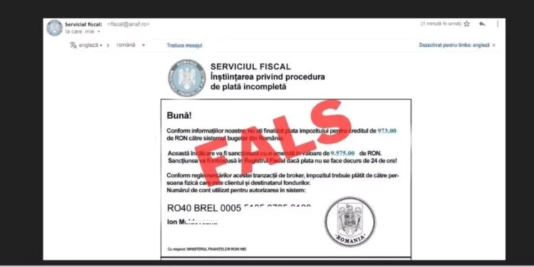 Tentativă de înşelăciune în numele Direcţiei Generale Antifraudă Fiscală