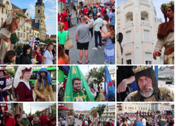 Prezentare de modă medievală,  jurământul cavalerilor, o luptă între răufăcători medievali au deschis Festivalul Medieval