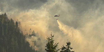 Misiune dificilă.De 24 de ore arde pădurea dintre Budureasa şi Stâna de Vale