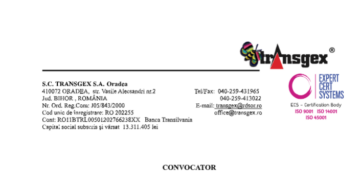 TRANSGEX S.A.-CONVOCATOR