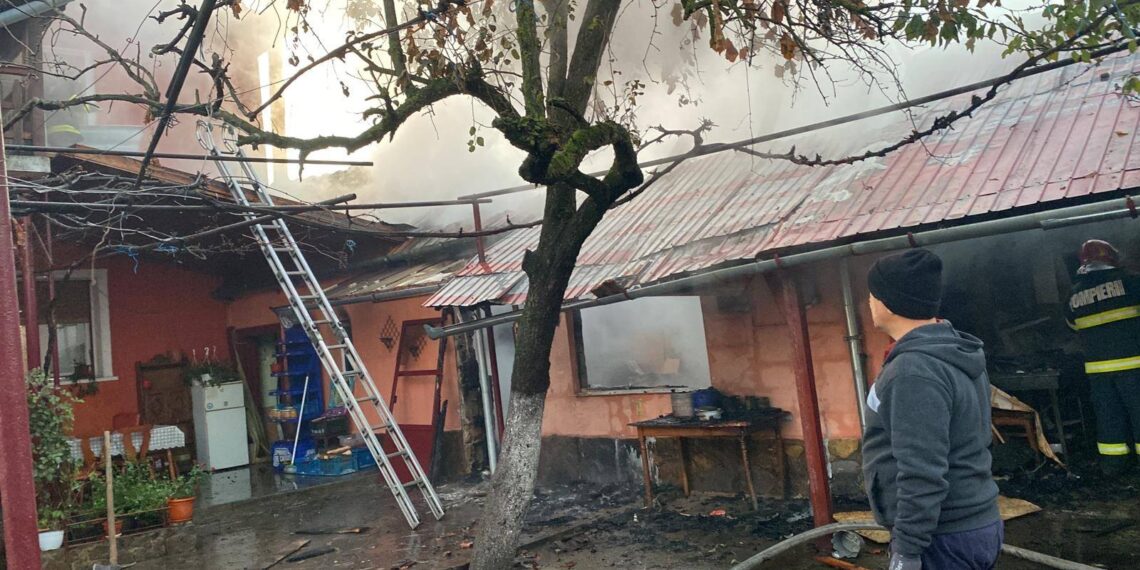 Doua case amenințate de flăcări în Tăut