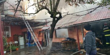 Doua case amenințate de flăcări în Tăut