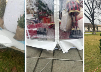 Au devastat Târgul de Crăciun .”Bolta cu luminițe a fost folosită ca poartă de fotbal…”