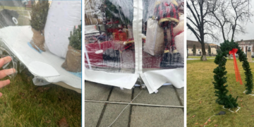 Au devastat Târgul de Crăciun .”Bolta cu luminițe a fost folosită ca poartă de fotbal…”