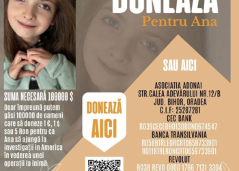 100.000 de dolari pentru Ana, o fetiță de 9 ani din Oradea care trebuie sa facă a 6-a operație pe cord, în Boston
