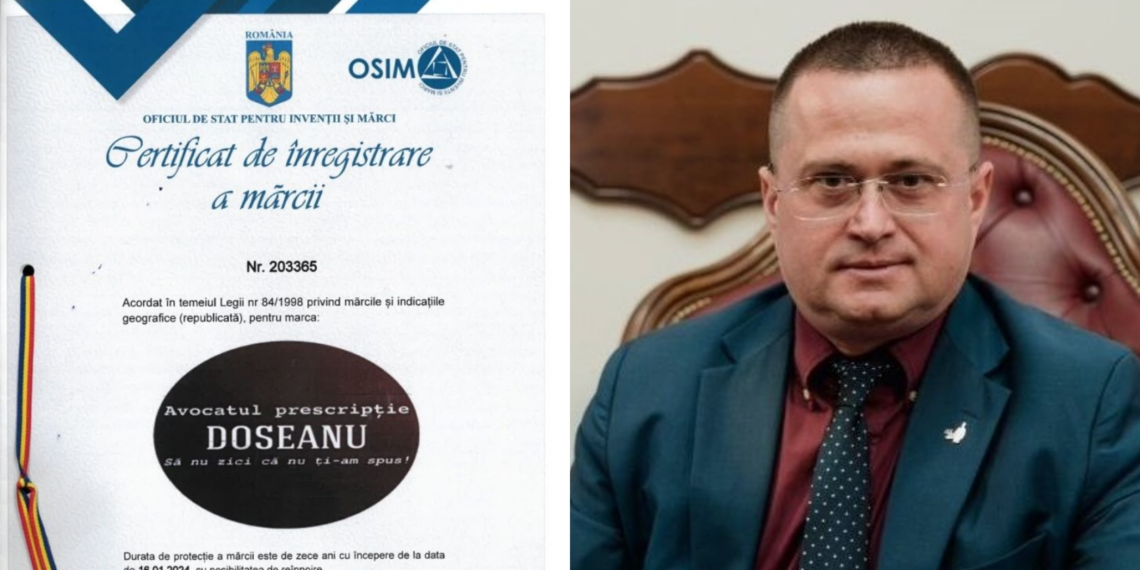 Avocatul Razvan Doseanu a inregistrat marca „Avocatul prescriptiei Doseanu. Sa nu zici ca nu ti-am spus” la OSIM