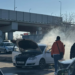 Audi, în flăcări, în zona Pieței 100 din Oradea