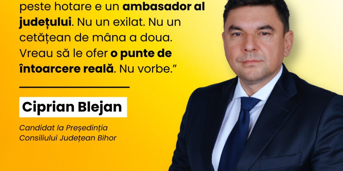 „Diaspora nu e departe. E în inimile noastre” Candidatul la CJ Bihor Ciprian Blejan vrea să-i aducă acasă