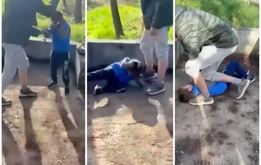 Scene de coșmar: un copil umilit și lovit de un adolescent, în aplauzele celor din jur