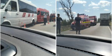 Trei persoane transportate la spital în urma unui accident rutier grav pe DN19