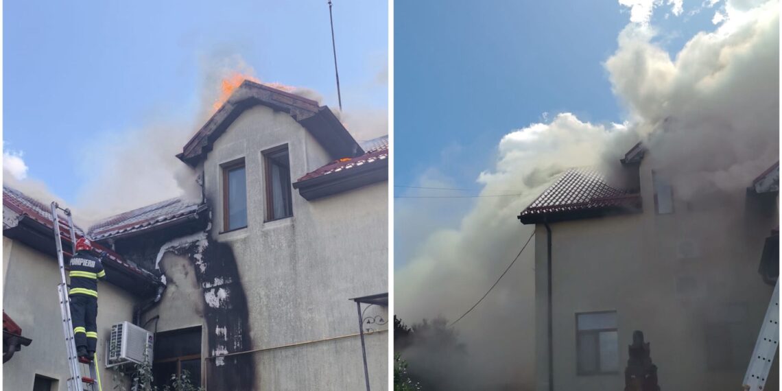 Incendiu la clădirea Primăriei Petreu: acoperișul cuprins de flăcări