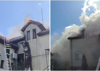Incendiu la clădirea Primăriei Petreu: acoperișul cuprins de flăcări