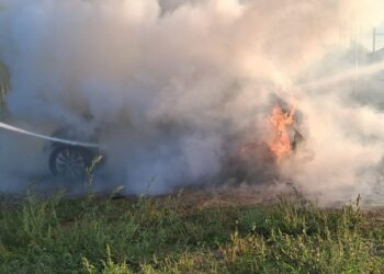 VIDEO | Flăcări uriașe au distrus o mașină electrică la Cheriu