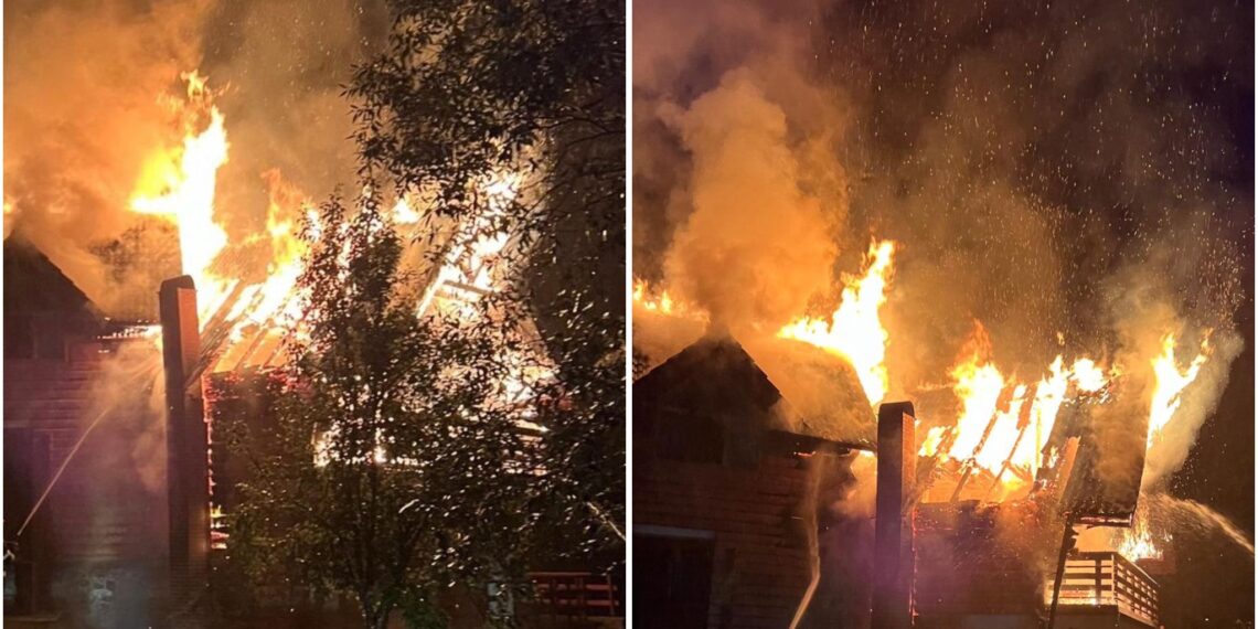 O noapte de foc în Bihor: pompierii luptă cu flăcările, din cauza unui coș de fum