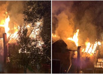 O noapte de foc în Bihor: pompierii luptă cu flăcările, din cauza unui coș de fum