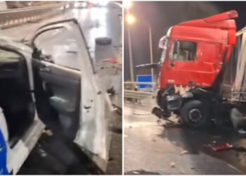 Accident grav pe Centura Oradea: mașină făcută praf după impactul cu un TIR