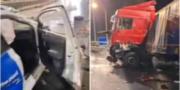 Accident grav pe Centura Oradea: mașină făcută praf după impactul cu un TIR