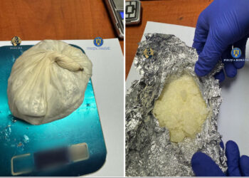 Flagrant de șoc: 155 de grame de „cristal”, găsite la un bărbat de 46 de ani