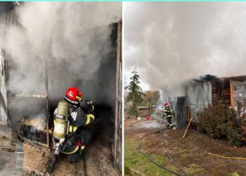 Flăcări uriașe în Cetariu! O anexă a fost mistuită de foc
