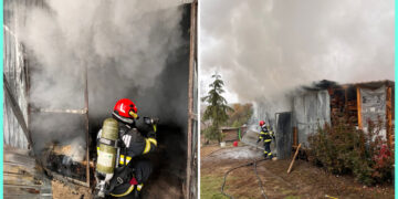 Flăcări uriașe în Cetariu! O anexă a fost mistuită de foc