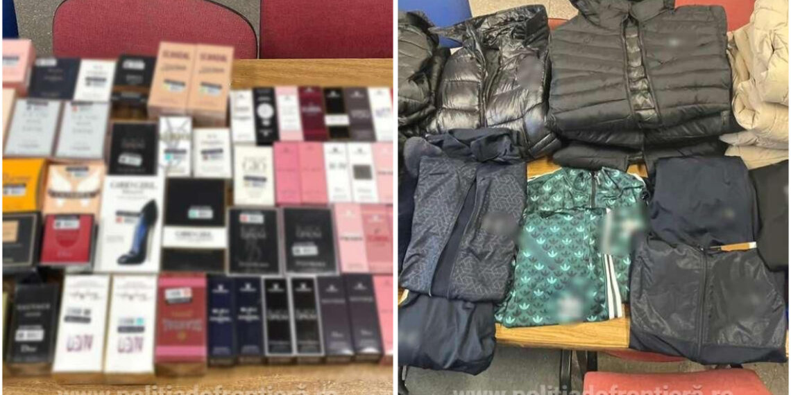 Captură la graniță! 80 de parfumuri și zeci de haine contrafăcute, găsite într-un singur autoturism