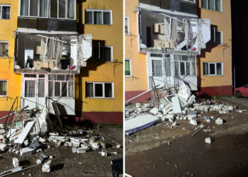 Explozie de butelie în Aleșd: O femeie a fost grav rănită, balconul s-a prăbușit