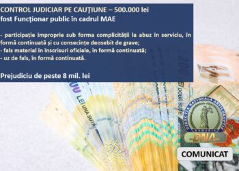 DNA: Control judiciar pe cauțiune de 500.000 de lei în dosarul de abuz în serviciu din cadrul MAE