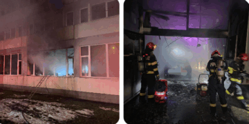 Incendiu la Universitatea Oradea sursă foto : ISU Bihor